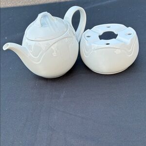Elegant White Teapot with Stand